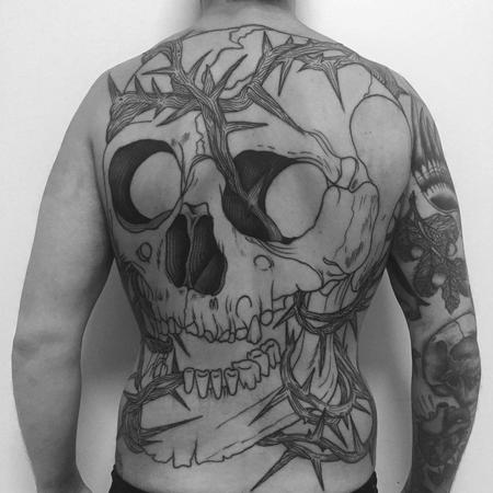 Tattoos - skull backpiece in progress - 130728